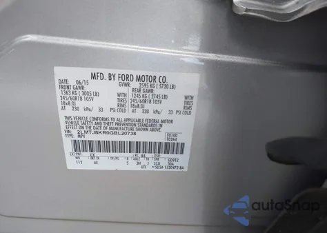 2016 Lincoln Mkx Select z USA, uszkodzony, nr VIN 2LMTJ8KR0GBL20738